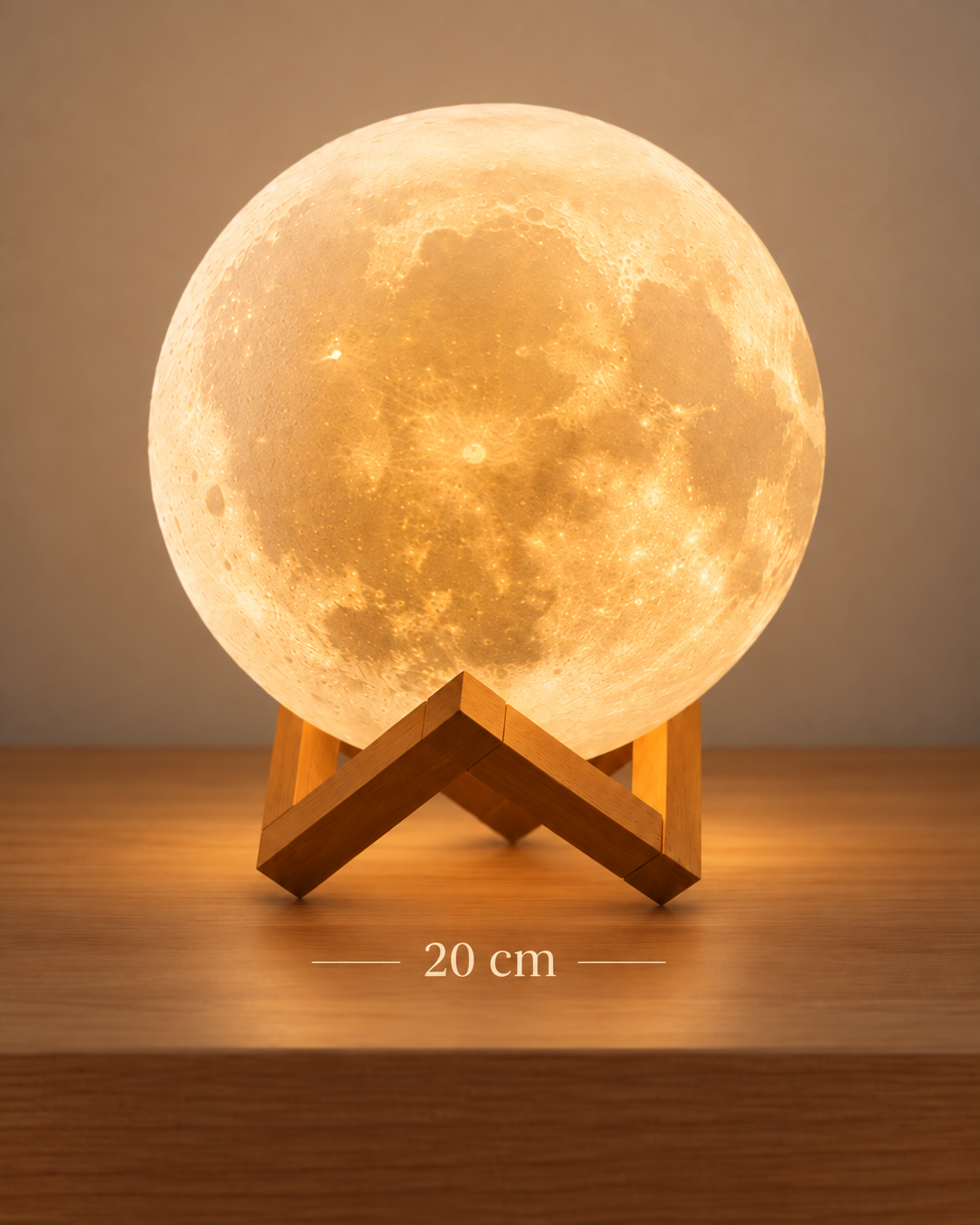 Lampe Lune Tactile Multicolore – LED sur Socle Bois