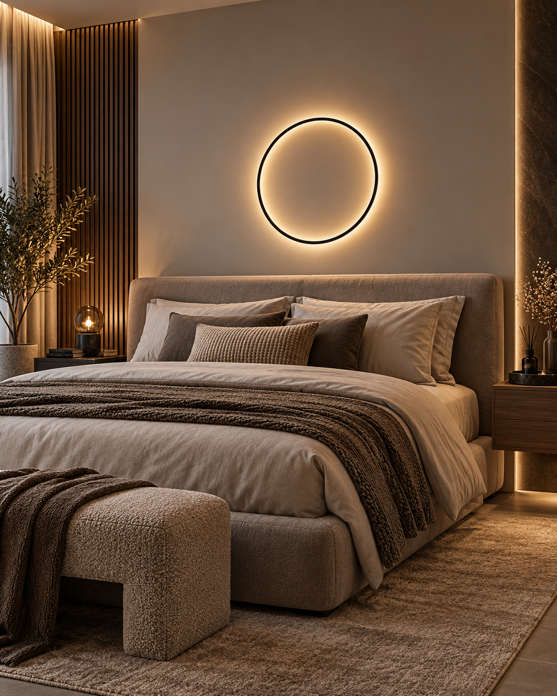 Applique Murale LED Cercle Lumineux – Ambiance Tête de Lit