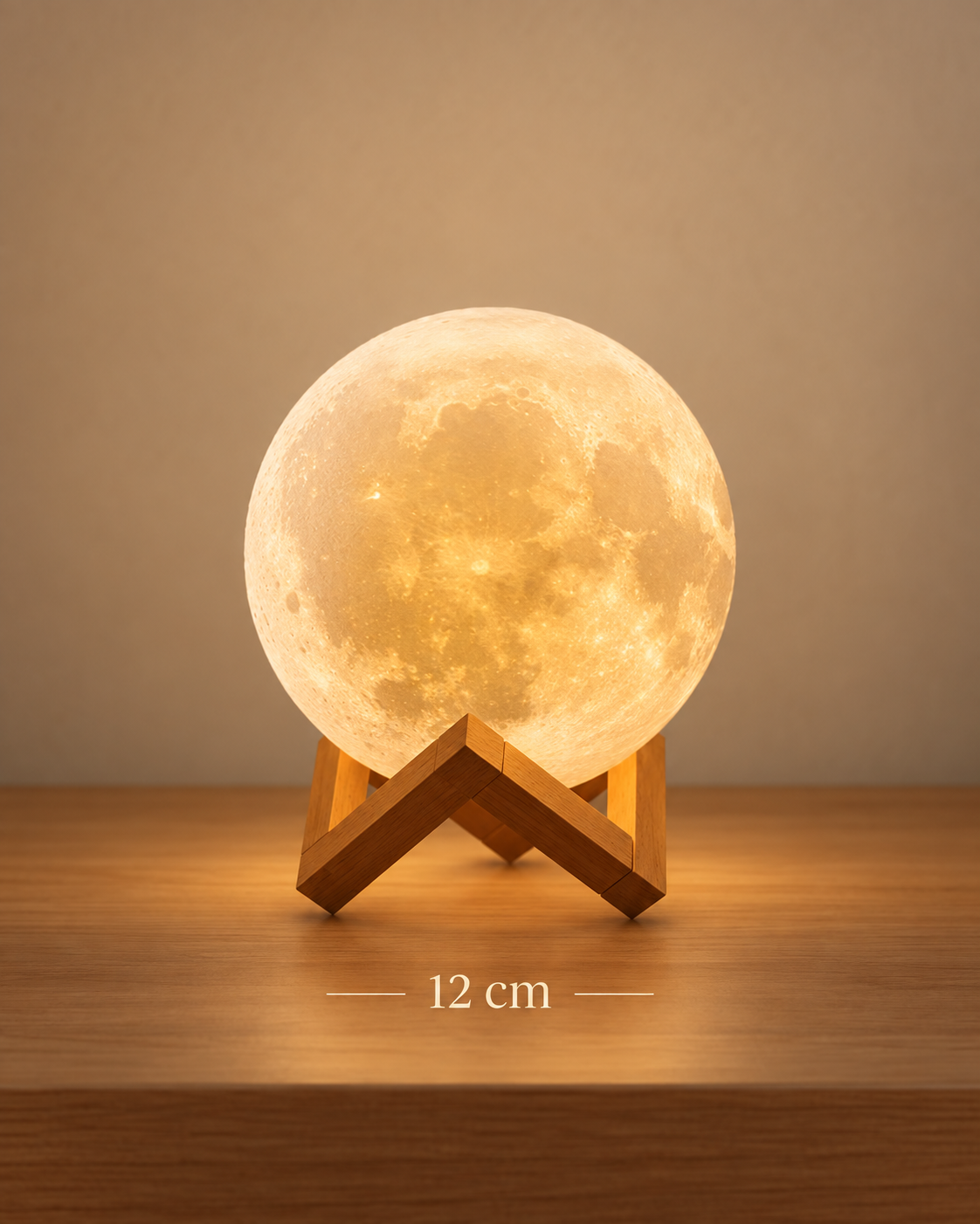Lampe Lune Tactile Multicolore – LED sur Socle Bois