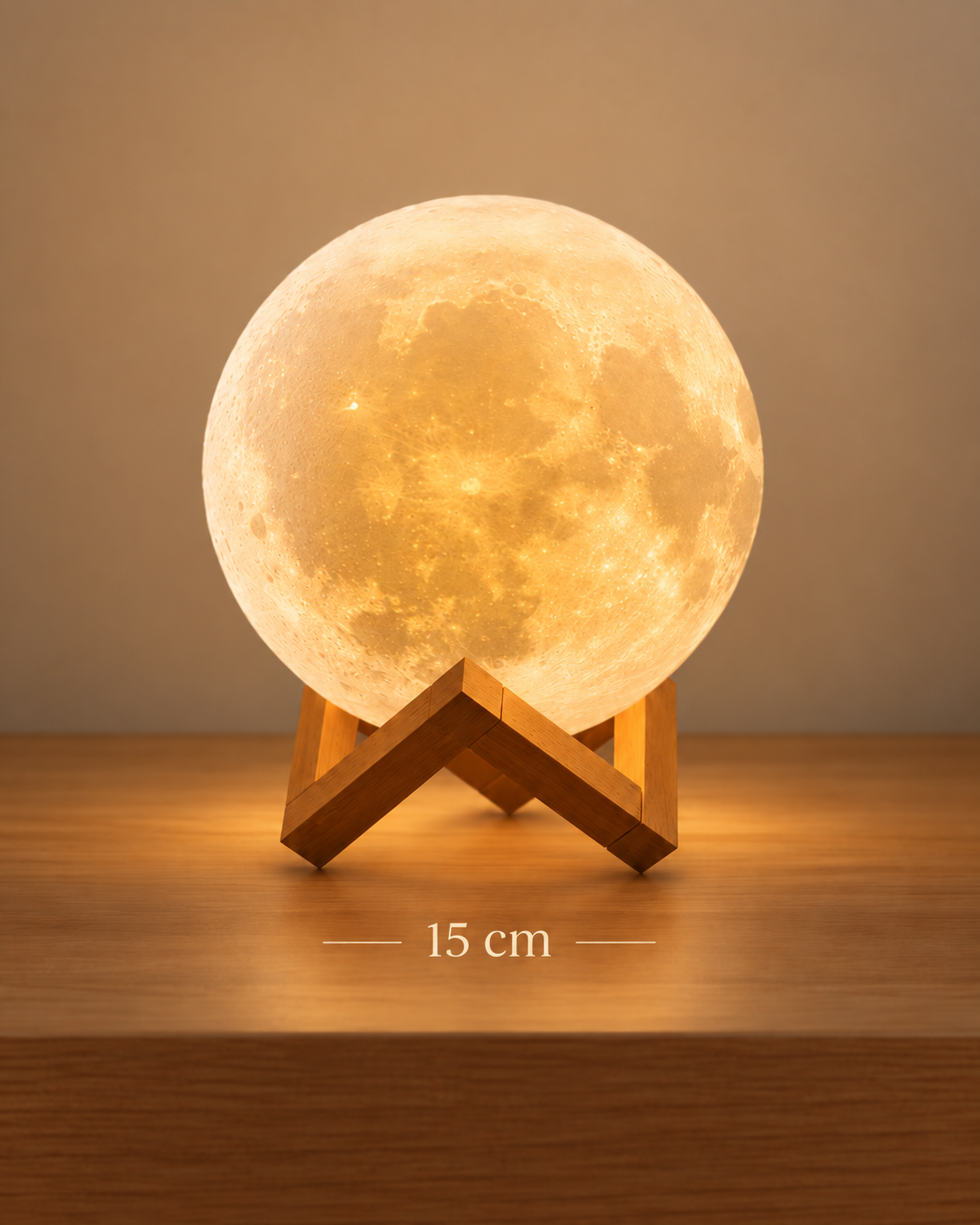 Lampe Lune Tactile Multicolore – LED sur Socle Bois