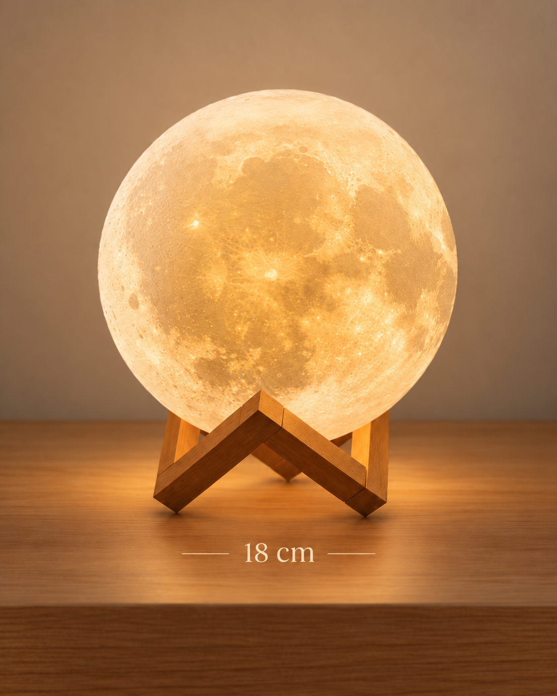 Lampe Lune Tactile Multicolore – LED sur Socle Bois