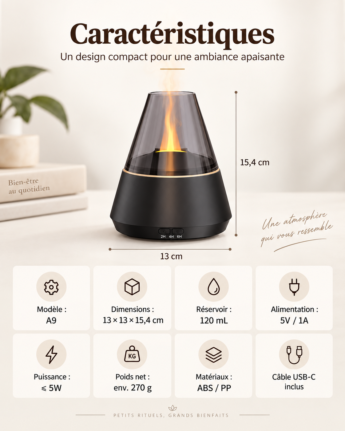 Diffuseur d’Arômes Flamme – Brume & Huiles Essentielles