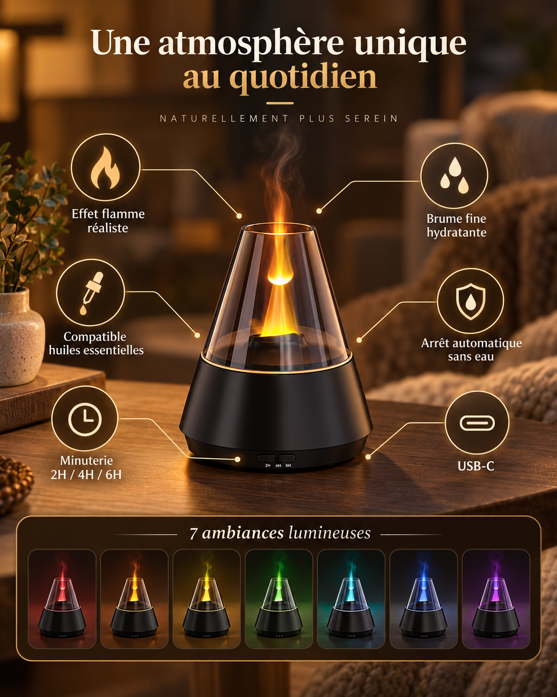 Diffuseur d’Arômes Flamme – Brume & Huiles Essentielles