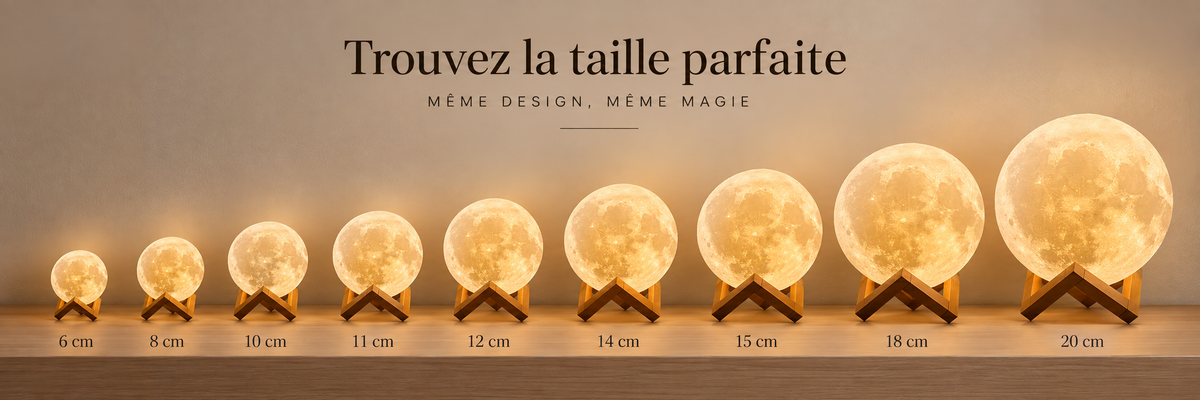 Lampe Lune Tactile Multicolore – LED sur Socle Bois